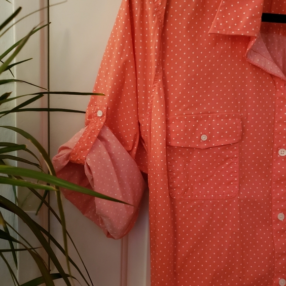 L.L.Bean Polka Dot Button Down Womens Shirt - Picture 5 of 5